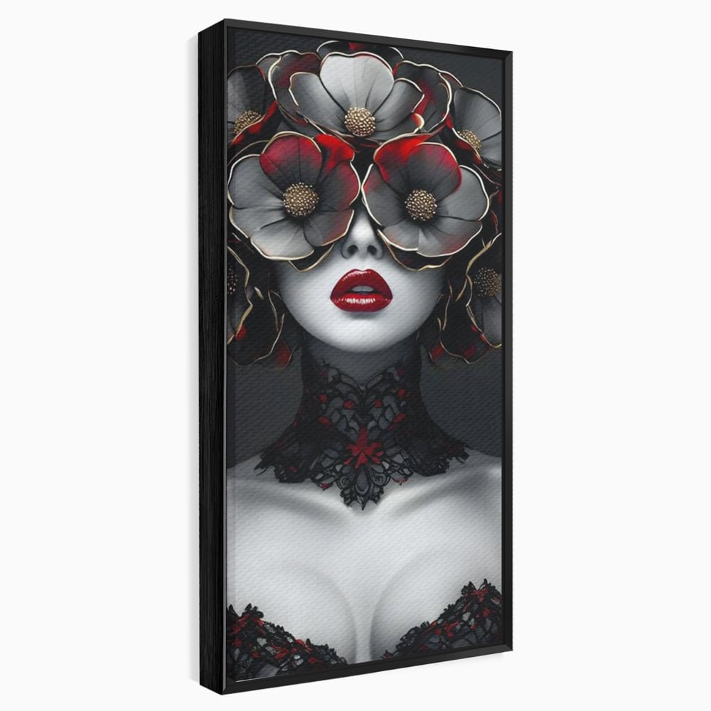 Tablou canvas cu tablou canvas portret feminin gotic, in rama de aluminiu negru